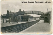 Johnstone Railway Station from about 1910 in black and white on a postcard